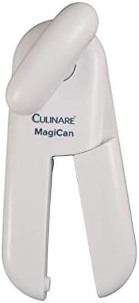 MagiCan Abrelatas Manual, Blanco, Plástico/Acero inoxidable, Manija Aumentada, Cómoda, Abre Latas de Cualquier Tamaño