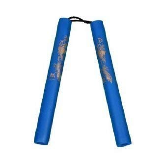 Playwell Foam Nunchucks With Cord - All Blue With Dragon Print
