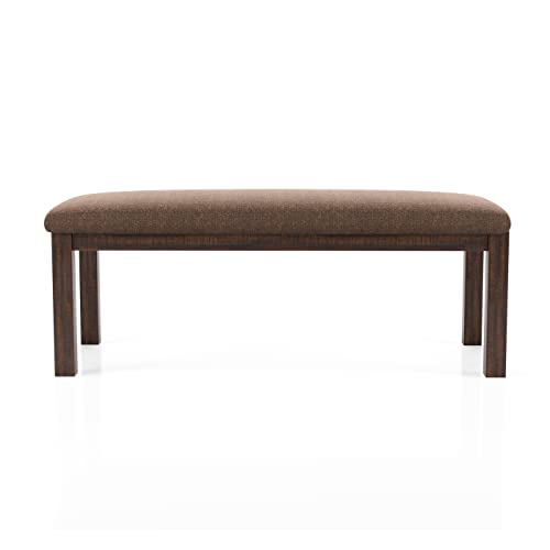 ioHOMES Settlers Rustic Fabric Upholstered Dining Bench, Walnut and Ash Brown