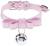 Handmade Lolita Cat Neko Cospaly Leather Bow & Big Bell Punk Choker Necklace