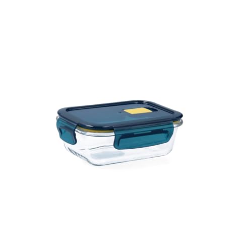 Quid Astral Rectangular Airtight Glass Container 15x11x6cm - 37cl Other Glass Suitable Microwave Safe Freezer Recyclable