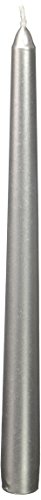 Zest Candle 12-Piece Taper Candles, 10-Inch, Metallic Silver