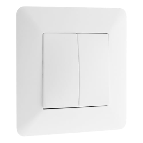 Zenitech - Interruttore Deviatore Doppio 10A Artezo - Bianco - Incasso Pronto all'Uso - Motore Compatto - Facile Cablaggio - Facciata Regolabile per Superfici Irregolari - Placca 86 x 86 mm