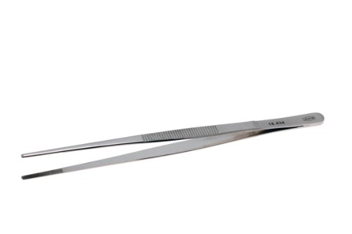 Aven 18434 Straight Serrated Tip Forceps, Stainless Steel, 8" Length, 25mm Tip Length, 3mm Tip Width