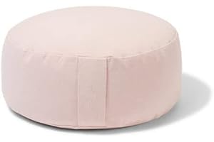 R E N O O Organic Round Meditation Cushion by renoo - Durable Comfortable Cotton, Linen, Hemp - Modern Zafu - Buckwheat Floor Pillow Yoga Bolster in 15 Colors Removable Cover - 15 inches - Dawn