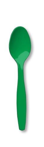 Creative Converting Touch of Color Premium 24 Count Plastic Spoons, Emerald Green