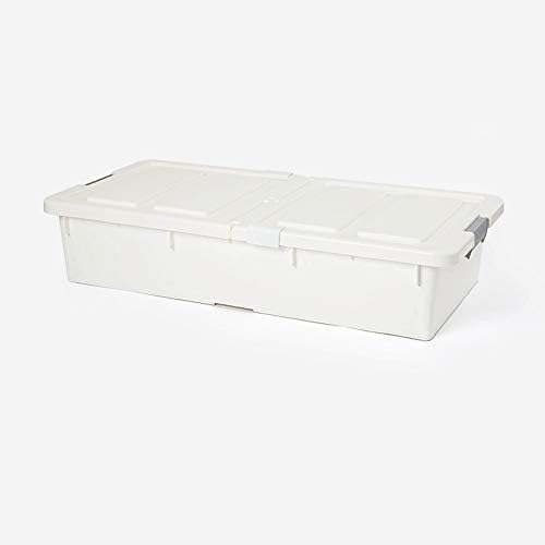 Pinjeer オーバーサイズ 7817cm フラット 引き出しタイプ プラスチック 収納ボックス 蓋付き 防湿 積み重ね可能 仕上げ ボックス ベッド下 家庭用 分類ボックス ホワイト P 75