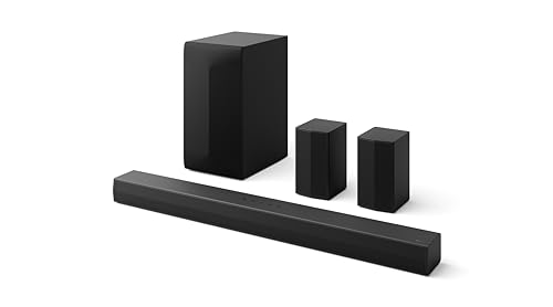 DS60TR Barre de Son, Bluetooth, 440 W, 5.1 canaux avec Caisson de Basses, Haut-parleurs arrière, Dolby Digital, DTS Digital Surround, Noir