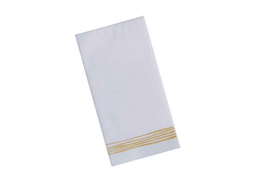 Moyes Home Line Collection Air Laid Guest Towel,Perfect Size(16x8 inches,Pack of 100) Linen-Feel,Disposable Like Soft & Comfortable Perfect Dinner Napkins for Kitchen,Bathroom,Weddings or Event (GOLD)