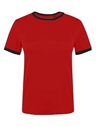 SOFIA'S CHOICE Ringer Tee Women Crew Neck Color