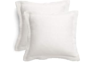 TAOSON Lot de 2 couvre-oreillers, style enveloppe, forme carrée européenne, 100 % coton, 300 fils au pouce carré, sans fermet