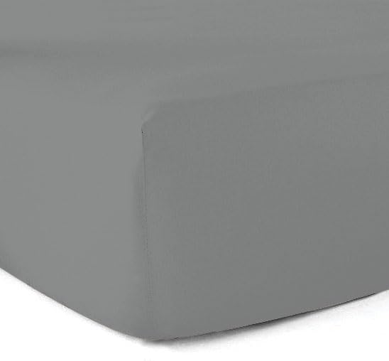 Fitted Sheet 100% Cotton 57 Thread Count 90 x 190 cm Grey 30 cm
