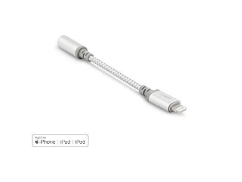Moshi Integra Lightning to 3.5mm Headphone Audio Jack Adapter Strong and Flexible – Apple MFi Certified (Silver)