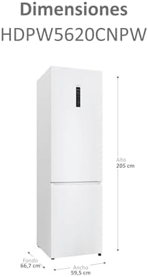 2D 60 Series 5 Pro HDPW5620CNPW - Frigorífico Combi, WIFI, Funções Inteligentes, 406L, My Zone, Gaveta da Zona de Humidade, Total Sem Geada, Largura 59,5cm, Motor Inversor, Luz LED, Branco