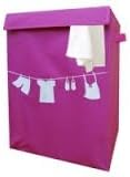 Versatile storage box with lid - pink clothes.