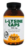 Country Life L-lysine 500 Mg with b-6, 100-Count