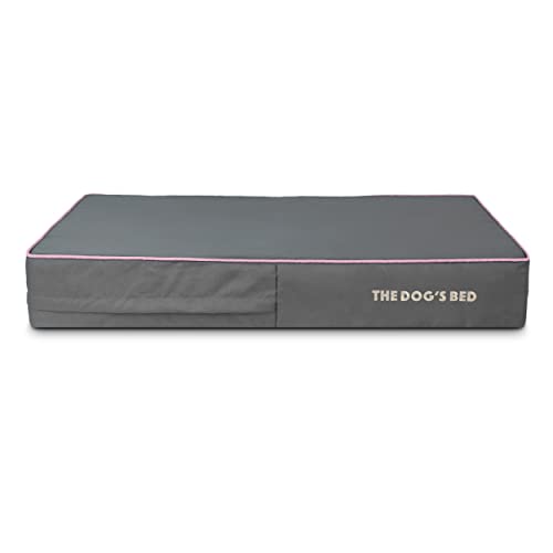 The Dog’s Bed Cover – Replacement Cover, Grey with Pink Trim, Large, 15cm