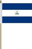 Nicaragua Small 4 X 6 Inch Mini Country Stick Flag Banner with 10 Inch Plastic Pole .. Great Quality Polyester ... New