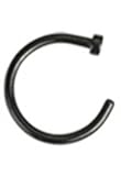 Black Titanium Anodized Nose Ring Hoop Body Piercing 18 Gauge 5/16