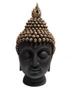 Om Arts Polyresin Buddha Head Figurine (10.5 Cm X 7 Cm X 13 Cm)- Black & Gold