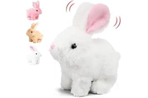 KDIRST Bunby - My Realistic Bunny Toy, Interactive Bunny Realistic Bunny - Jumping, Twitching, and Shaking Ears, Bunny Realistic Bunny Toy, Bunbi Realistic Bunny, Realistic Bunny Toys for Kids(White)
