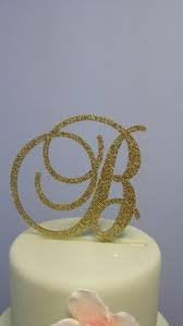 Monogram Inital Letter Acrylic Cake Topper Wedding A B C D E F G H I J K L M N O P Q R S T U V W X Y Z & (B, Glittery Gold)