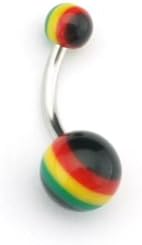 Rasta Design Belly Ring - 14G - 1.6mm