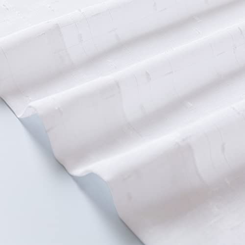 JINCHAN Bleach White Kitchen Curtains Linen Textured Voile Rod Pocket