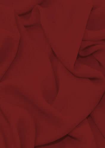 Chiffon Sheer Fabric Plain Soft Polyester Wedding Arch Dress Craft Material 44" (5 Meter, Deep Red (31))