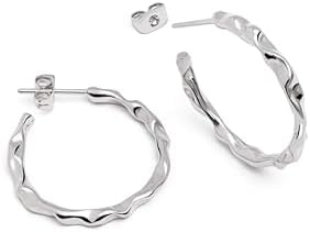 - Orecchini Cerchio Lake. Ottone con Finitura in Rodio. Chiusura a Pressione. Gioielli per Donna