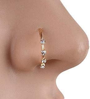 Graduation Gifts For Women - YouMiYa 2pcs 4 Drilling Nose Cartilage Piercing Rings Zircon Nasal Ring Body Piercing JewelryBest for Nose and Ear Piercing