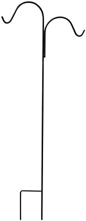 GrayBunny GB-6814D Double Shepherd Hook, 48 Inch Black 2/5 Inch Thick Rust Resistant Premium Metal Hook For Weddings Hanging Plant Baskets Solar Lights Lanterns Bird Feeders Mason Jars &amp; Plant Hangers