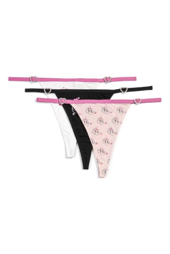 Juicy Couture Women's 3 Pack Heart Juicy Novelty Thongs
