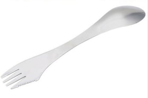 CNCshop Outdoor Camping 3 in 1 Stainless Steel Spoon Fork Cutlery Utensil Combo