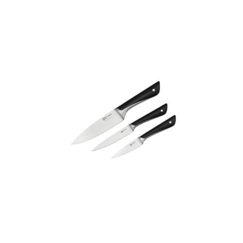 Tefal Jamie Oliver 3-teiliges Messerset, Kochmesser, Universalmesser, Schälmesser, hohe Schneideleistung, unverwechselbares Design, widerstandsfähige Klingen, Edelstahl, schwarz, K267S355