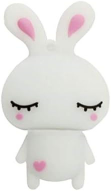 3C Kingdom Novelty and Lovely Rabbit Shape 32GB USB 2.0 Flash Drive Memory Stick Funny Pen Drive Bunny Thumb Drive Cute Jump Drive U Disk Gift (White)