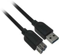 6 inch USB 3.0 A Male to A Female Extension Cable - Black - Distributed by NAC Wire and Cables