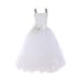 FAYBOX Pageant Wedding Flower Girl Dress Crossed Back Bow Feather Sash Fluffy White 6