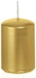 Wiedemann Gold Painted Cello Wax Pillar Candle, 6 x 4 inches, 16 Units