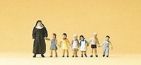 Nun w/Six Children HO Scale Preiser Models