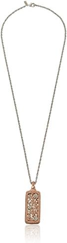 Signature 1928 "1928 Signature Collection" Rose Gold-Tone and Silver Flower Filigree Mirror Pendant Necklace, 20"