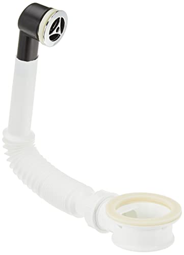 Wirquin 30718718 30724256 - Kit di troppopieno, flessibile in plastica, per lavabi, bianco e cromato, intercalare EXT