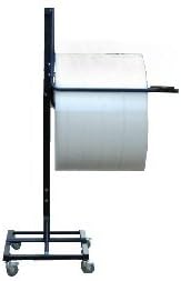 12" Telescoping Single Arm Bubble Cushioning Wrap & Foam Roll Floor Unit Dispenser w/Casters & Slide Cutter