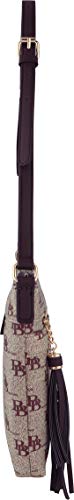 B BRENTANO Vegan Multi-Zipper Crossbody Handbag Purse with Tassel Accents (BB Brown)