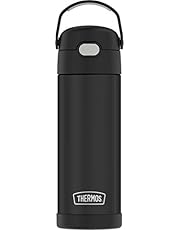 THERMOS FUNTAINER 16 Ounce Stainless Steel Vacuum Insulated Bottle with Wide Spout Lid, Black Matte