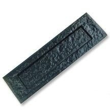 Doorfittings4u Black Antique Malleable Cast Iron Letter Box Plate - Traditional Plain