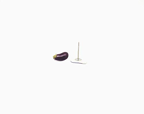 Handmade Eggplant Stud Earrings - Thumbnail 2