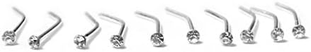 Cocorina Set of 10 Tiny Crystal Nose Studs 1.5mm top Stone 24G