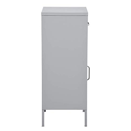 HouseinBox Storage Cabinets Living Room Metal Cabinet Standing Office Organizer Grey - Thumbnail 5