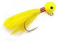 Yazhidafishing Wet Fishing Fly Lure Jig Lead Hook Lure Chicken Feather Stream Trout Bass Bait(pack of 40) (yellow, 1/16oz)